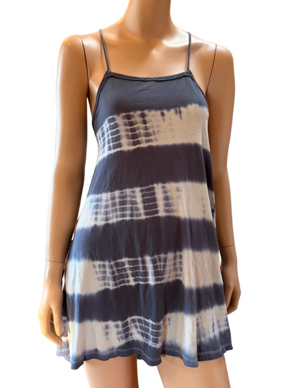 Free People Seashell Tie Dye Mini Dress Tunic Top NWT Blue Open Back Size S